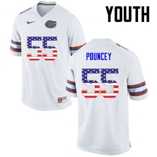 Youth Florida Gators #55 Mike Pouncey NCAA Nike White USA Flag Fashion Authentic Stitched College Football Jersey KNM1562TU